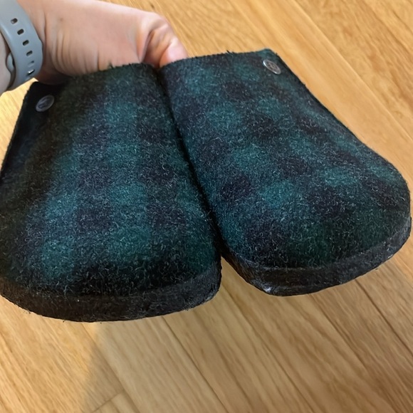 Birkenstock Blue Green Plaid Wool Felt Zermatt Shearling Slipper Sz 43 - Picture 2 of 12